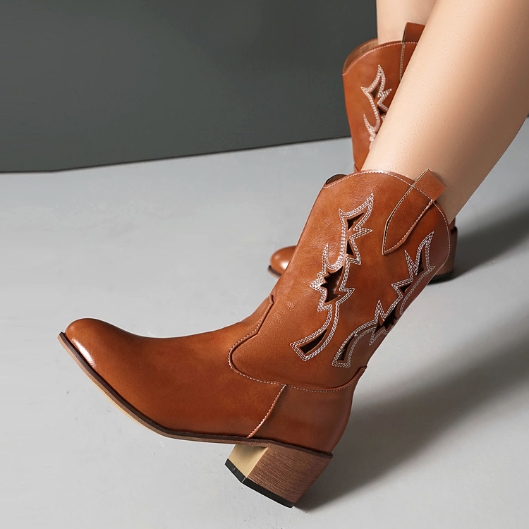 Boho Roman Sandals Low Top Chunky Mid Heel Slip On - Image 3