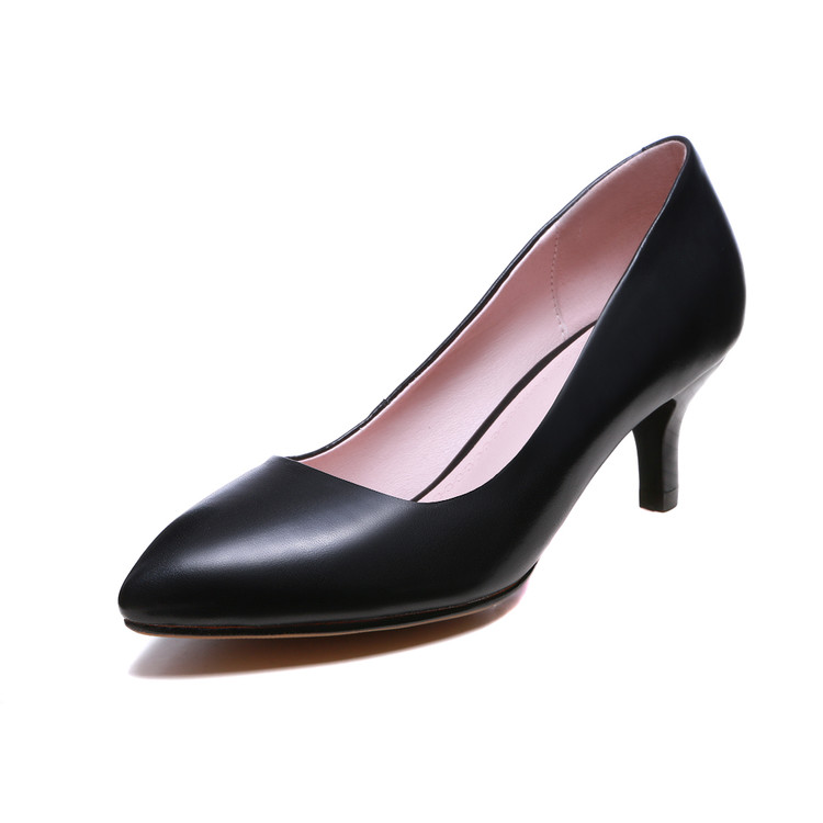 Minimalist Mary Jane Pointed Toe Mid Heel Pumps - Image 2