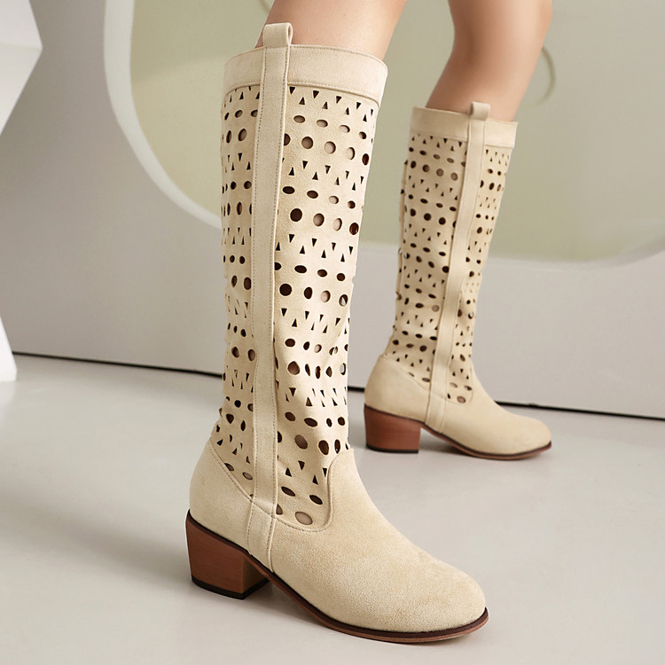 Roman Sandals with Embroidered Suede Upper and Chunky Mid Heel - Style e.html