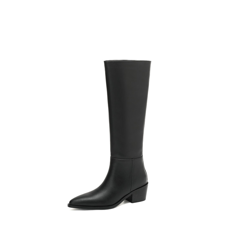 Western Boots for Women and Men Pointed Toe Chunky Heel Slip-On - Image 5