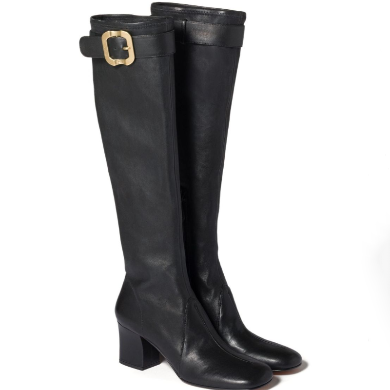 Women's High Heel Square Toe Side Zip High Shaft Fashion Boots - Style k.html