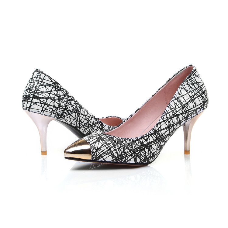 Women's White Pointed Toe T-Strap High Heel Pumps - Image 3